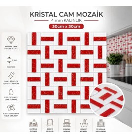 Resim Tezgah Arası 4mm Kristal Cam Mozaik ( 1 kutu = 1 m2 Fiyatıdır ) 