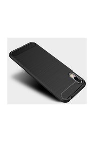 Resim Microcase Huawei Enjoy 9e Brushed Carbon Fiber Silikon Tpu Kılıf - Siyah 