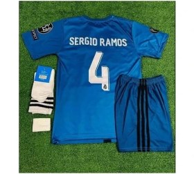 Resim R.e.a.l M.a.d.r.i.d 2018 Turkuaz Sergio Ramos Çocuk Forması 4'lü Set1 