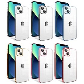 Resim Talazan Apple iPhone 13 Uyumlu Kamera Korumalı Renkli Çerçeveli Garaj Kılıf-mavi Açık Mavi Açık 