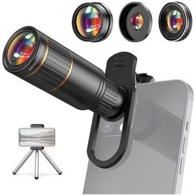 Resim Neevoyu 22x Teleskop + 205 Balık Gözü + 0.67x Geniş Açı + 25x Makro 4'lü Telefon Lens Seti, Tripod Ve Tutucuları İle Profesyonel Fotoğraf Çekimi 