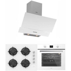 Resim Esty 3480 Beyaz Resetli - ACO5335W01-ACO5700E6W01 -AEF6603W02 Beyaz Cam Ankastre Set 