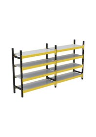 Resim 4 Katlı Duble Midi Rack - Ekonomik Depo,arşiv, Kiler Rafı Siyah-turuncu-46x150 Cm-100 Cm Çok Renkli 