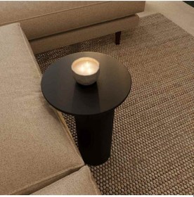 Resim Doğal Masif Ahşap Tekli Yan Sehpa Siyah Renk Mantar Sehpa Modeli - Wooden Side Table Siyah 