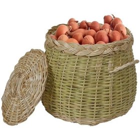 Resim Hasır Sepet Patates Soğan Sepeti Doğal Hasır Kapaklı 