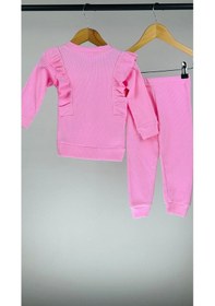 Resim Fırfırlı %100 Pamuklu Uzun Kollu Kız Bebek Takım 001 