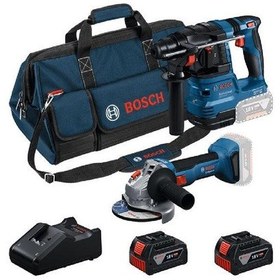 Resim Bosch 028-RE0031 Sds Plus GWS 18V-8 Taşlama + GBH 18V-22 Kırıcı Delici Çift Akülü 4.0AH 2'li Set 