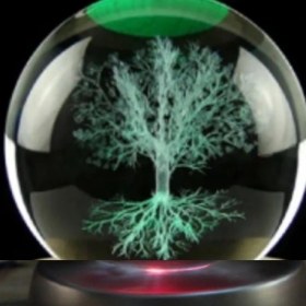 Resim Ağaç Plastik Altlıklı Cam Küre Çok renkli 
