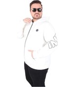 Resim Starbattal Büyük Beden Kapüşonlu Fermuarlı Sweat Double Face Ossi 25705 Ekru Ekru 