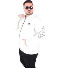 Resim Starbattal Büyük Beden Kapüşonlu Fermuarlı Sweat Double Face Ossi 25705 Ekru Ekru 