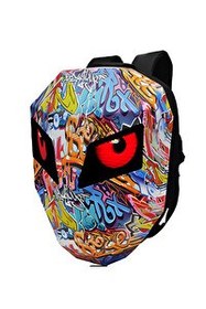 Resim Zampago Sert Kasa USB Şarj Girişli LED Göz Maskeli Grafiti Motosiklet Sırt Çantası 