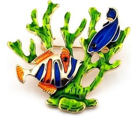 Resim Resif Deniz Balıkları Mercan Büyük Boy Metal Broş Rozet Rz039 