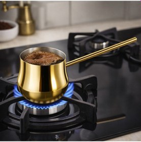Resim Gold Paslanmaz Çelik Kahve Cezvesi Mini Sütlük Sosluk Çikolata Eritme Cezvesi 