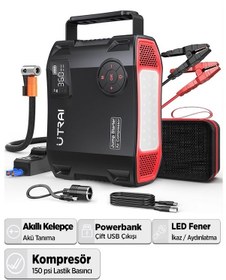 Resim Utrai Jstar 5 24000 mAh 2000A Jump Starter + Lastik Şişirme Pompası Taşınabilir Akü Takviye Cihazı Seti 