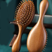 Resim Lüks Sandal Ağacı Saç Fırçası - Tüm Saç Tipleri İçin Saç Masajı, Ergonomik Ahşap Sap, Pürüzsüz Parlatma, Günlük Kullanım ve Rahatlama İçin Mükemmel, Saç Masajı 