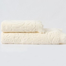 Resim Varol Jacquard %100 Pamuk Banyo Havlusu 90x150cm Krem-90x150cm Krem 