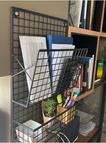 Resim GO DEKOR Dekoratif X Çok Amaçlı Yeni Model Kablo Ve 2li Kanca Askılı Dergilik Gözü & Düz Raflı 