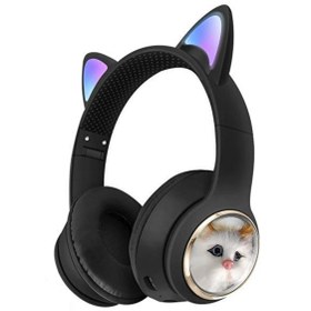 Resim Subzero 18 Saat Müzik Işıklı Kedi Tasarımlı Bluetoot Kulaklık 5.3 Bluetooth Versiyonlu Kedili Kulaklık Siyah 