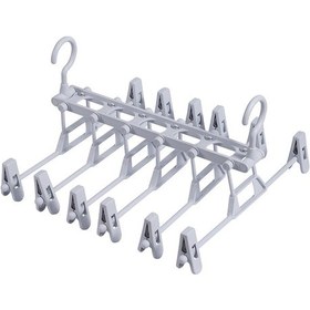 Resim Yaleker Kıyafet Dolabı Depolama Organizerı - Çift Katlı 6 Adet Pantolon Klembi İle Çekilebilir Ve Ayarlanabilir Gri Renkli Askı Gri 