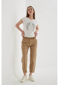 Resim Fashion Friends Zımba Detaylı Baskılı Ekru Kadın T-shirt 25y0560k1 Ekru 