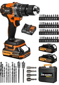 Resim Dragro DRG-21V Çift Akülü T Vidalama Çelik Mandren Kömürsüz Motor Darbeli Şarjlı Matkap 