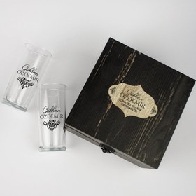 Resim Aloha - Ahşap Kutulu İkili Rakı Kadehi Seti 