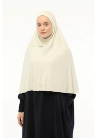 Resim Altobeh Hazır Türban Peçeli Pratik Eşarp Tesettür Nikaplı Hijab - Namaz Örtüsü Sufle 3xl - Krem Krem 