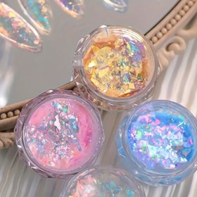 Resim Chameleon Flakes, 4 Renkli Tırnak Folyo Flakes Konfeti Tozu, Düzensiz Renk Değiştirme Pigment Tozu için Tırnak Sanat Malzemeleri Tırnak Parıltısı için Tırnak Sanatı 