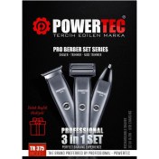 Resim Powertec TR-375 3in1 Erkek Tıraş ve Bakım Seti Kablosuz Siyah Hızlı Şarjlı Kulak Burun Aparatlı 