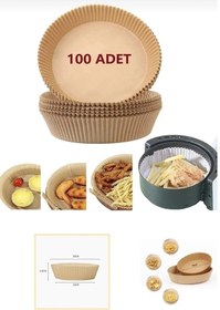 Resim Genel Markalar 100 Adet Yuvarlak Model Airfryer Pişirme Kağıdı Hijyenik Yağlı Kağıt Havalı Fritöz Pişirme Kağıdı 