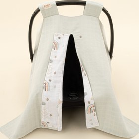 Resim Puset Örtüsü - Çift Taraflı - Açık Yeşil Muslin - Yeşil Gökkuşağı 