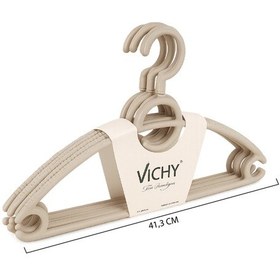 Resim Vichy 5 Li Kaymaz Askı 41,3 Cm Bej Renk Çok Amaçlı Elbise & Pantolon Askısı Vch-7020 Açık Bej 