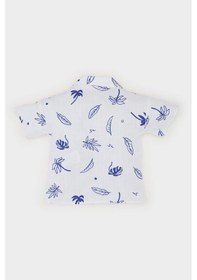 Resim DeFacto Erkek Bebek Tropikal Desenli Flamlı Poplin Kısa Kollu Gömlek E7803A525SMWT34 Beyaz 