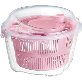 Resim Çok Fonksiyonlu Sebze ve Meyve Kurutucu, 3 Renk Seçeneği, Silikon Kapak, Kurutma Haznesi ve Çıkarılabilir Halka (Pembe) 