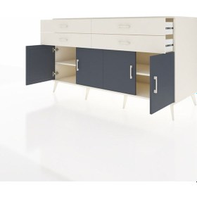 Resim Kronos Konsol 2 Raflı 4 Çekmeceli 8 Kapaklı 176x59x99 Aytaşı-antr Aytaşı-antrasit/aytaşı 