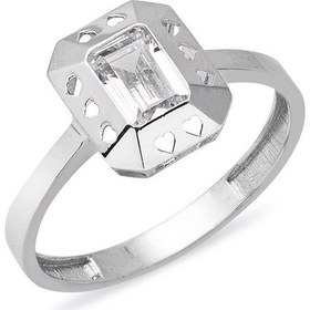 Resim Bilezikci Baget Taşlı Kalpli Beyaz Altın Yüzük ELC14K19 