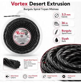 Resim Vortex Desert Extrusion Motorlu Tırpan Misinası 3.3 mm 36 M Siyah Burgulu Misina 