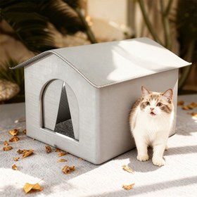 Resim Açık Hava Yaban Kedi Barınağı | Hava Koşullarına Dayanıklı Kışlık Kedi Evi, Yalıtımlı Köpük Katmanlı, Geniş ve Dayanıklı, Kolay Kurulum, Çoklu Evcil Hayvanlar İçin İdeal, Kapalı Tasarım, Tüm Mevsimlere Uygun, Çeşitli Boyutlarda ve Gri Stand Çerçevesinde Mevcuttur 