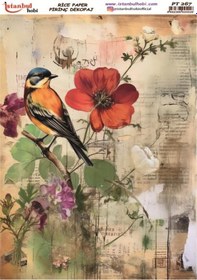Resim Pirinç Dekopaj Kağıdı 30x42cm Pt-267 Kuş Çiçek 