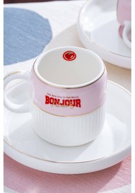 Resim Acar Adonis Pink 6 Kişilik Kahve Fincan Takımı - 100 Ml Renkli 