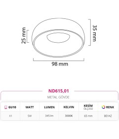 Resim Nevo Sıva Altı LED Spot Beyaz ND615 