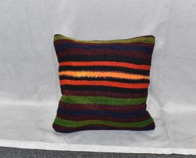 Resim Zehra Abla Halı Yeni El Dokuma Dekoratif Kilim Kırlent Yastık Kılıfı 6527 Çok Renkli 