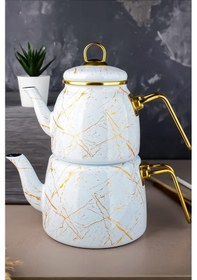 Resim Nishev Eliteclass Kırık Mermer Çaydanlık Takımı Beyaz 