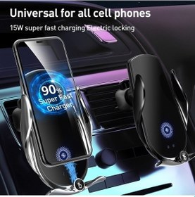 Resim Wondernest M2 Kızılötesi İndüksiyonlu Kablosuz Hızlı Şarj Aracı Hava Çıkışlı Tutucu Siyah Siyah 