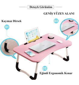 Resim Miletus Laptop Sehpası Ders Çalışma Masası Çocuk Çalışma Yatak Sehpası Ders Masası Pembe KP 