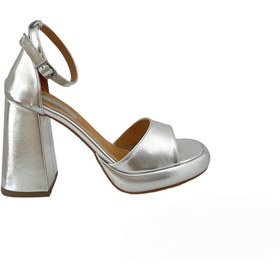 Resim Saracshoes Kadın Önden Platformlu Topuklu Ayakkabı Gümüş Aura 