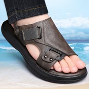 Resim Erkek Slip-On Açık Ayak Sandaletleri - Rahat Kaymaz Mikrofiber Casual Yürüyüş Ayakkabıları, Nefes Alabilen Yaz Plajı ve Casual Giyim, Düz Renk Tasarımı, Askılı Sandaletler 