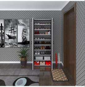 Resim Kenzlife Ayakkabılık Ayakkabı Dolabı Kilitli Gutan Gri 180 70 32 Kapaklı Ofis Dolabı İki Bölme 