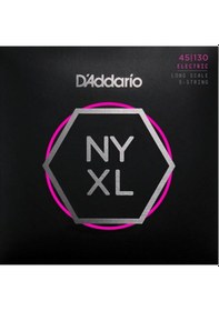 Resim D'addario Nyxl45130 5 Telli Bas Gitar Tel Seti - 45-130 Regular Light Profesyonel Long Scale, Nyxl Nikel Sargı İle Genişletilmiş Dinamik Aralık, Derin Baslar Ve Modern Ton Karakteri 