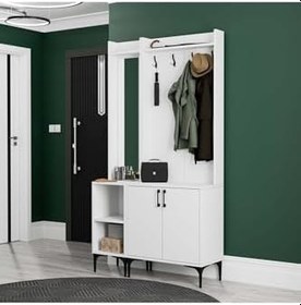 Resim Mezza Set 5040-5000 Royal Sol Aynali 2 Kapakli 4 Askili 2 Rafli Portmanto Beyaz 